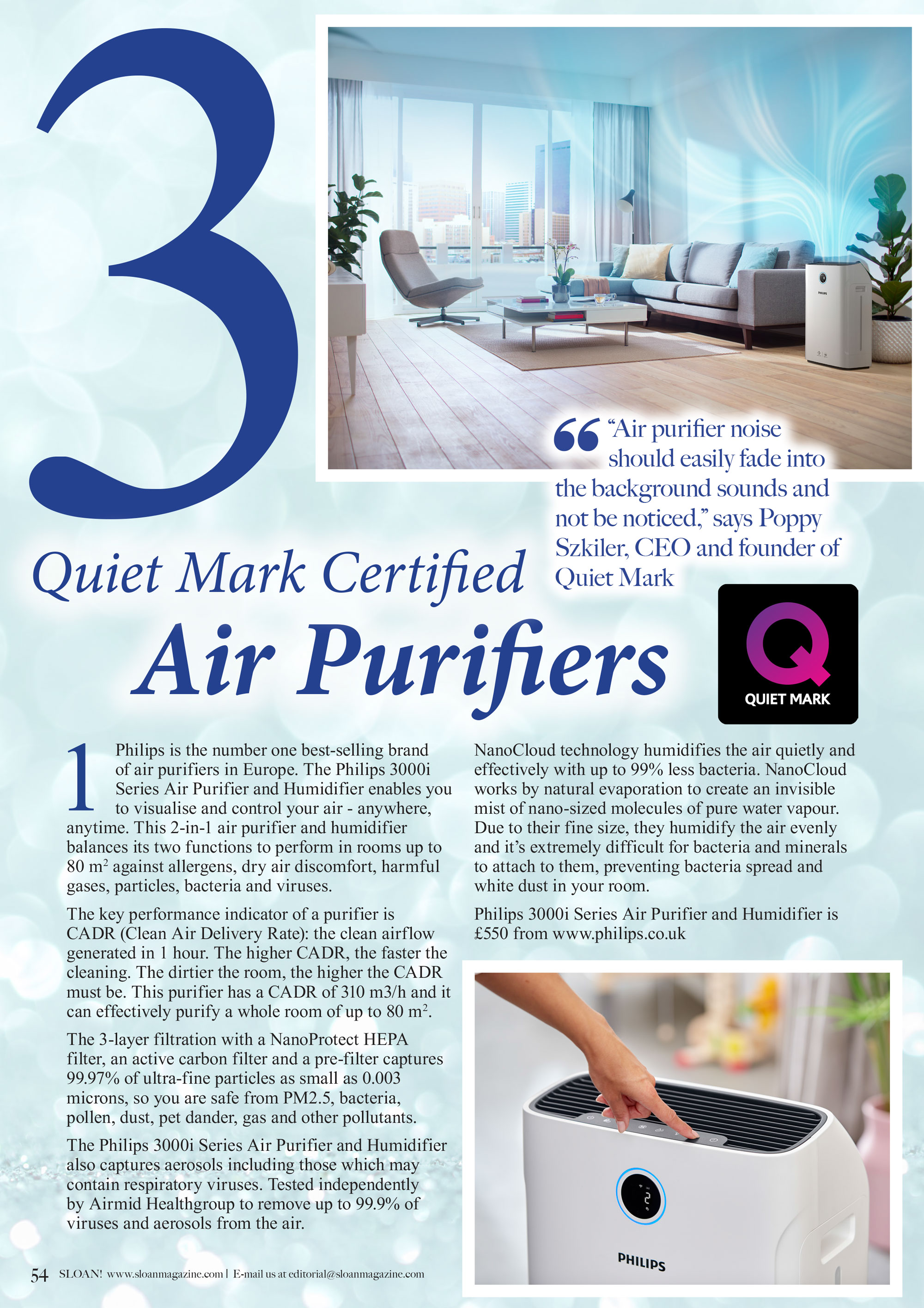 Quiet Mark 3 Quiet Mark certified air purifiers